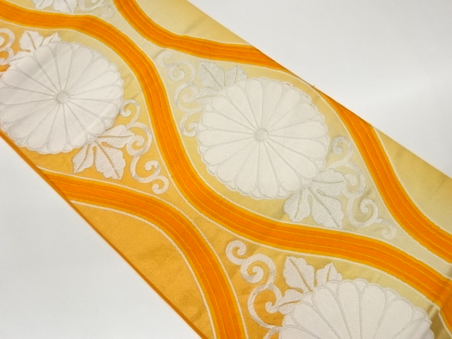 JAPANESE FUKURO OBI / WOVEN KIKU ARABESQUE